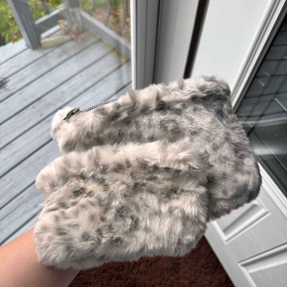 Gray Faux Fur Pouches